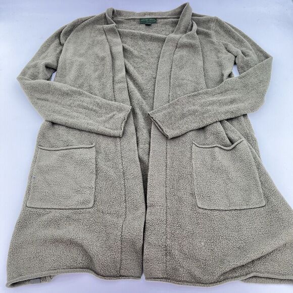 Barefoot Dreams Cozy Chic Lite Knit Hooded Green Open Cardigan Medium - Picture 1 of 4